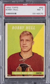 1958-59 Topps #66 Bobby Hull Rookie Card – PSA NM 7
